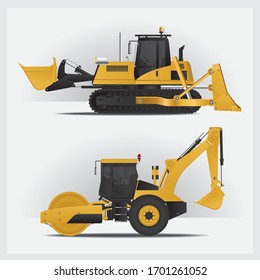 Construction Vehicles Industry Vector Illustration