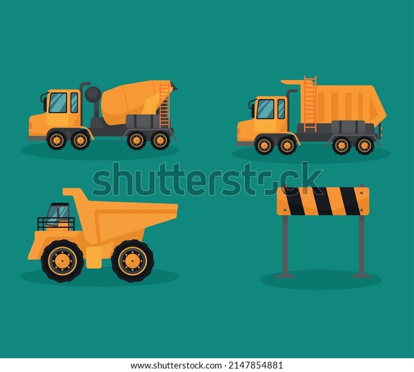 construction vehicles set four\
icons