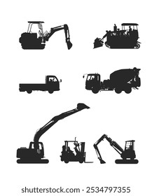 Construcción Vehículos silueta Ilustración de stock