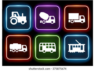 Construction Vehicles and Transportation on Glow Round Buttons