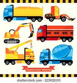 Construction Vehicles Vector Design Illustration