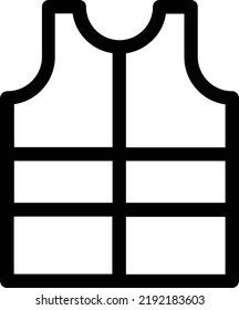 Construction Vest Icon With Outline Style, Building Construction Sign And Symbol Isolated On White Background