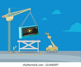 Construction of Viral Media Concept. Vector Illustration Eps10