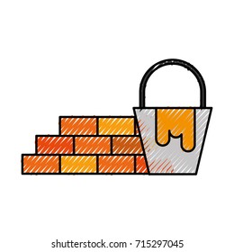 construction wall brick and bucket paint color