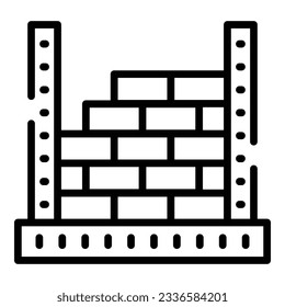 Vector de contorno de icono de pared de construcción. Mortero doméstico. Trabajador del generador