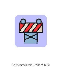 Icono de línea de tablero de advertencia de construcción. Trabajos de carreteras, construcción, reconstrucción. Concepto de construcción. La Ilustración vectorial se puede utilizar para temas como construcción, señales de advertencia, seguridad