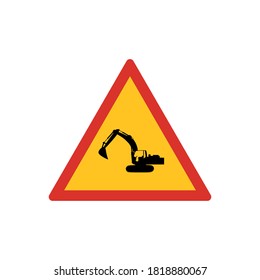 Construction warning sign illustration isolated