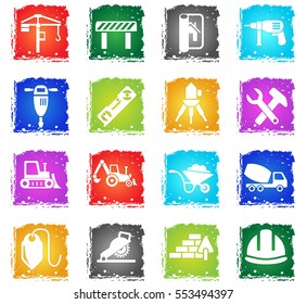 construction web icons in grunge style for user interface design