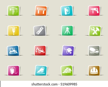 construction web icons on color paper bookmarks