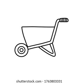 construction wheelbarrow doodle icon, vector illustration