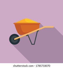 Construction wheelbarrow icon. Flat illustration of construction wheelbarrow vector icon for web design