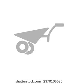 construction wheelbarrow icon on a white background, vector illustration