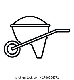 Construction wheelbarrow icon. Outline construction wheelbarrow vector icon for web design isolated on white background