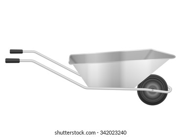 Construction wheelbarrow on a white background. Vector illustration.