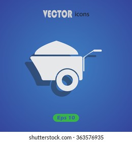 Construction wheelbarrow with sand vector icons