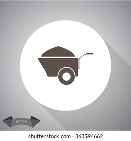 Construction wheelbarrow with sand vector icons