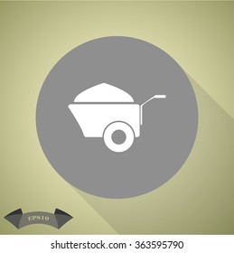 Construction wheelbarrow with sand vector icons