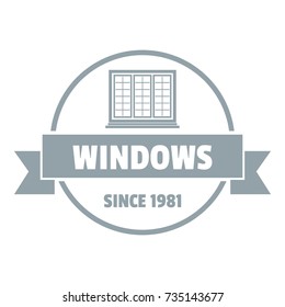 Construction window decorative logo. Gray monochrome illustration of construction decorative vector logo for web