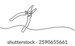Construction wire cutters, pliers, vise grip, swagers one line art, Continuous one line drawing of pliers- engineer equipment. pliers in single line draw illustration. Editable stroke, pliers outline.