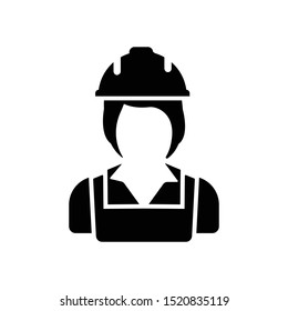 Construction Woman Worker Icon. Vector Graphics