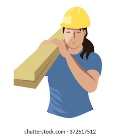 construction woman working, vector