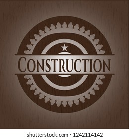 Construction wooden emblem. Vintage.