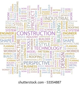 CONSTRUCTION. Word collage on white background. Vector illustration.