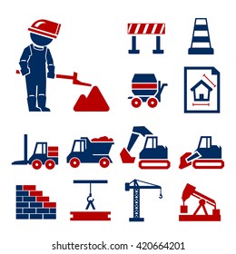 construction work icons set