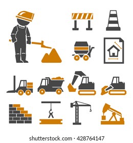 construction work icons set