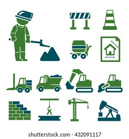 construction work icons set