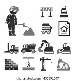 construction work icons set