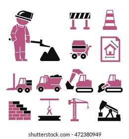 construction work icons set