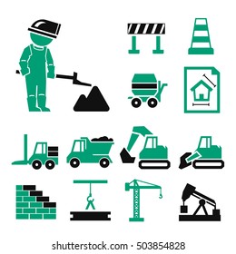 construction work icons set