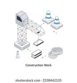 Ilustración de stock isométrica de trabajo de construcción. EPS Archivo ilustración de stock