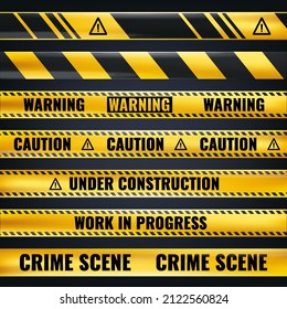 Construction Work In Progress Danger Alert Tape Set Warning