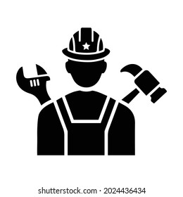 Icono de construcción, trabajo, reparación. Gráficos vectoriales negros.