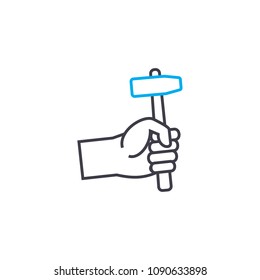 Construction work vector thin line stroke icon. Construction work outline illustration, linear sign, symbol concept.