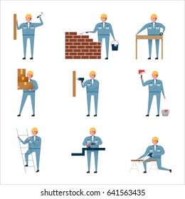 Construction work worker vector illustration flat design