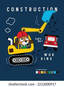 Construction Work Zone, Vector Animal Cartoon Illustration Design