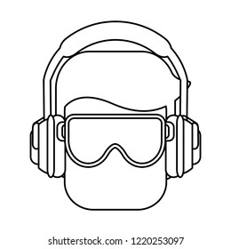 Construction worker avatar black and white