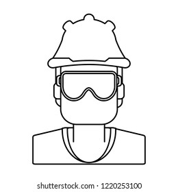 Construction worker avatar black and white