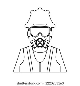 Construction worker avatar black and white