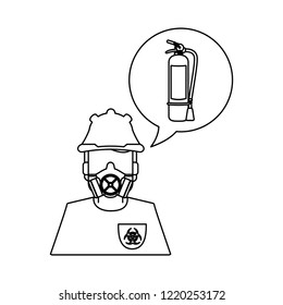 Construction worker avatar black and white