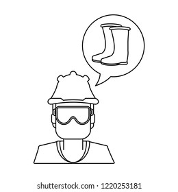 Construction worker avatar black and white