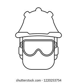 Construction worker avatar black and white