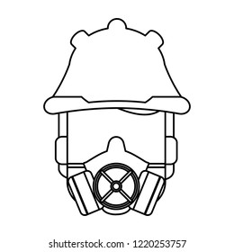 Construction worker avatar black and white