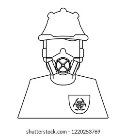 Construction worker avatar black and white