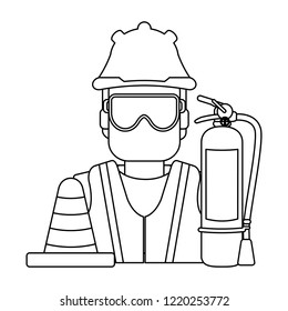 Construction worker avatar black and white