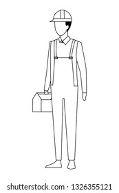 construction worker worker avatar in black and white