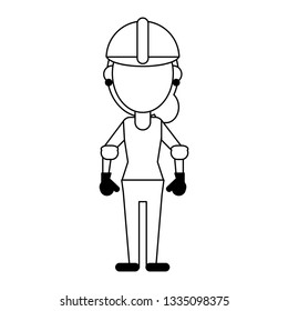 Construction worker avatar in black and white